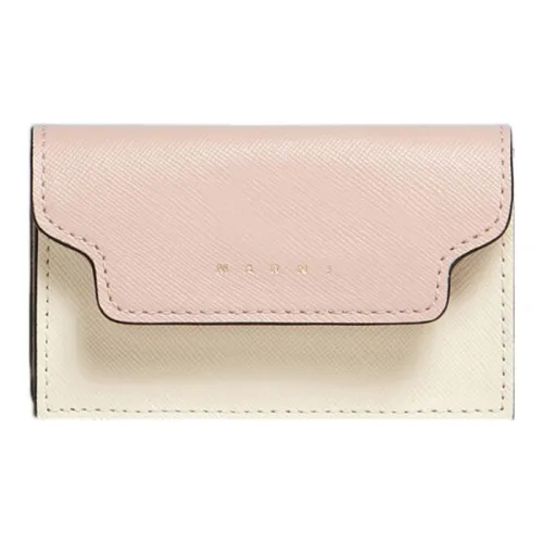 MARNI Saffiano Cow Leather Business Card Holder, Wallet, Card Holder Women's Pink/Beige