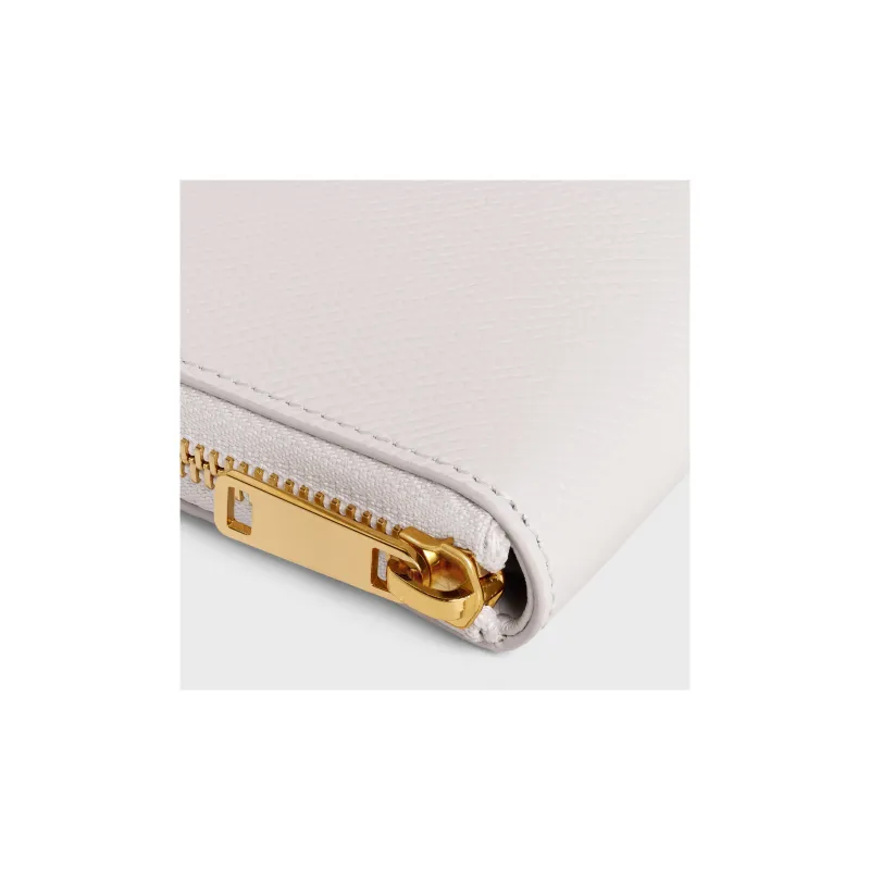 CELINE Grained Calfskin Wallet Small Size Women's White-4