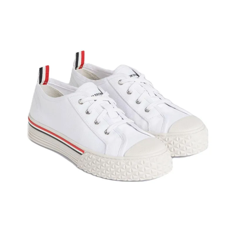 THOM BROWNE Stripe Trimmed Low Top Sneakers-1