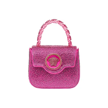 VERSACE La Medusa Crystal Decoration Shoulder Bag Crossbody Bag Handbag Mini Women's Rose Red