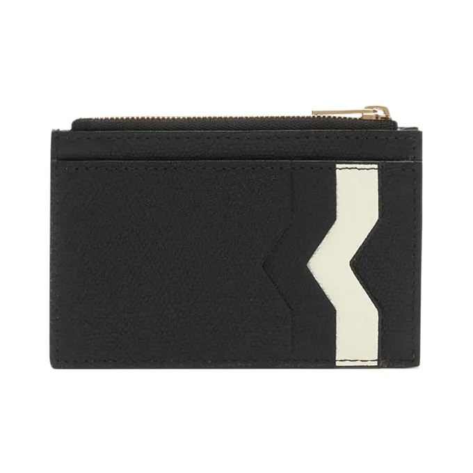 Valextra Calfskin Card Holder, Coin Purse Men's Black/White-1