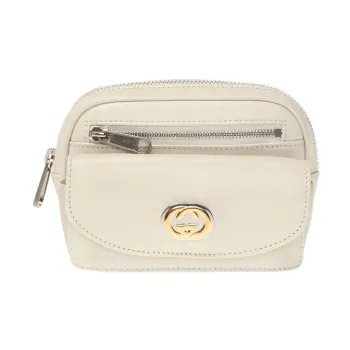 GUCCI Calfskin One Shoulder Crossbody Bag Sling Bag Fanny Pack Mini Unisex White