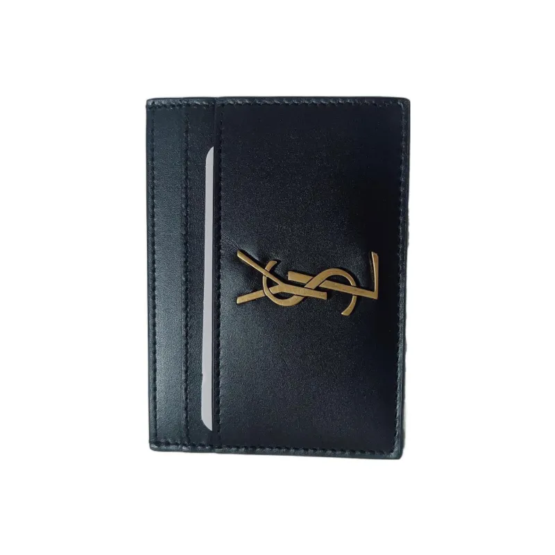 SAINT LAURENT Smooth Finish Cow Leather Card Clip Card Holder Regular Men's Black-2