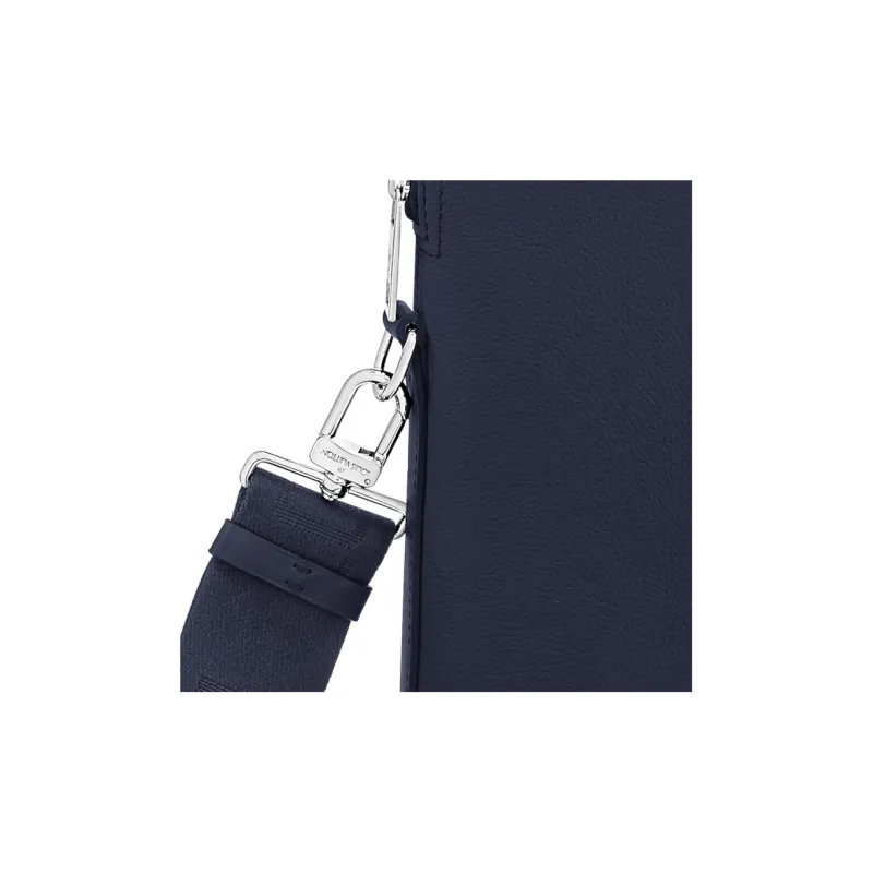 LOUIS VUITTON Cow Leather Shoulder Bag Crossbody Bag Handbag Briefcase Large Size Men's Marine Blue-5