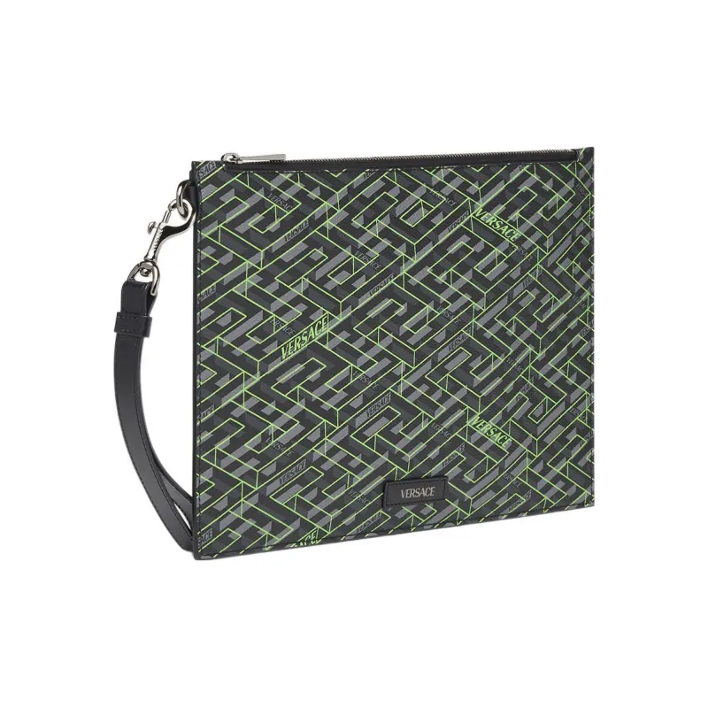VERSACE Coated Canvas Clutch Regular Men's Green-1