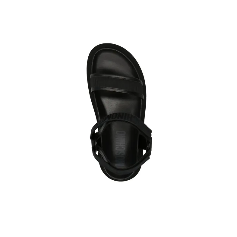 MOSCHINO Monogram-jacquard Touch-strap Sandals-3
