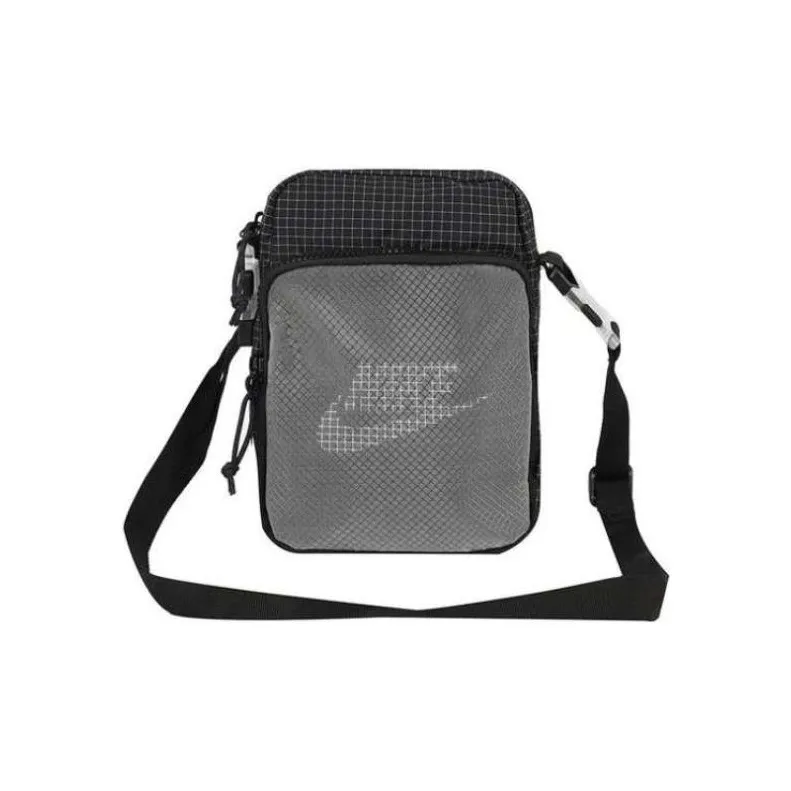Nike Heritage Polyester, Nylon Crossbody Bag, Shoulder Bag Unisex Black Plaid-0