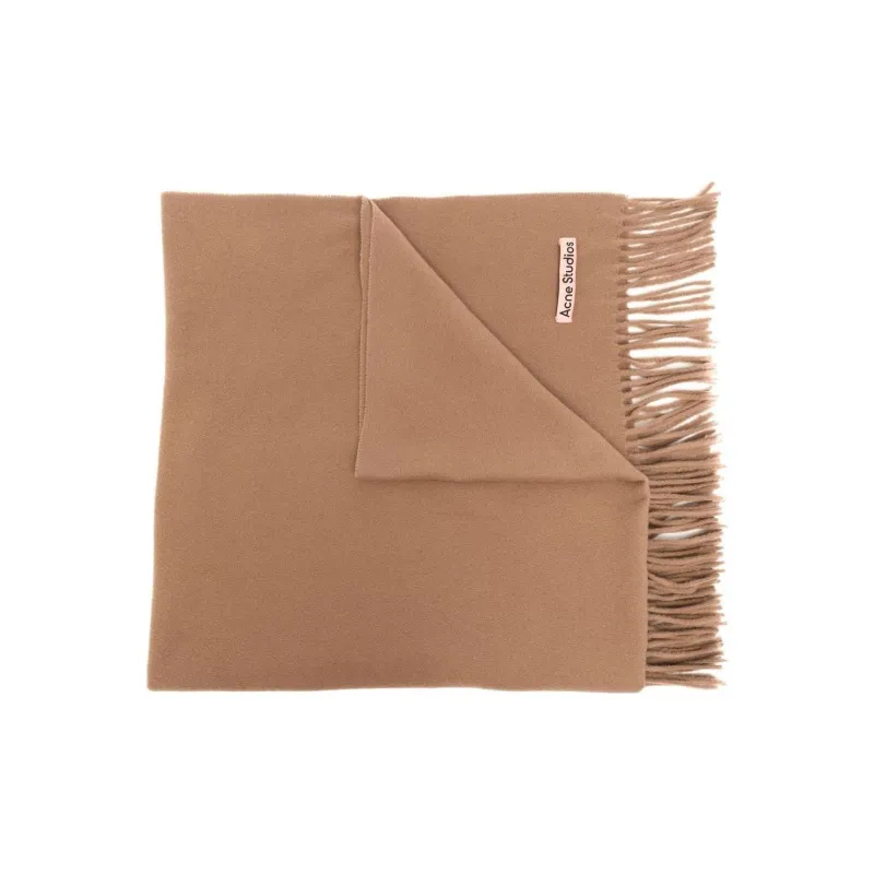 Acne Studios Logo Patch Fringed Edge Scarf-0