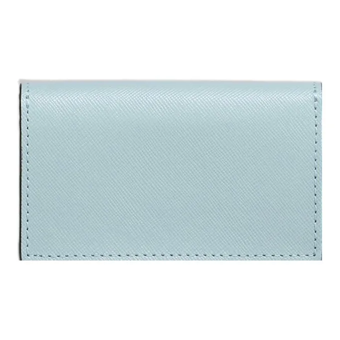 MARNI Saffiano Cow Leather Business Card Holder Wallet Card Holder Women's Blue/Light Brown-2