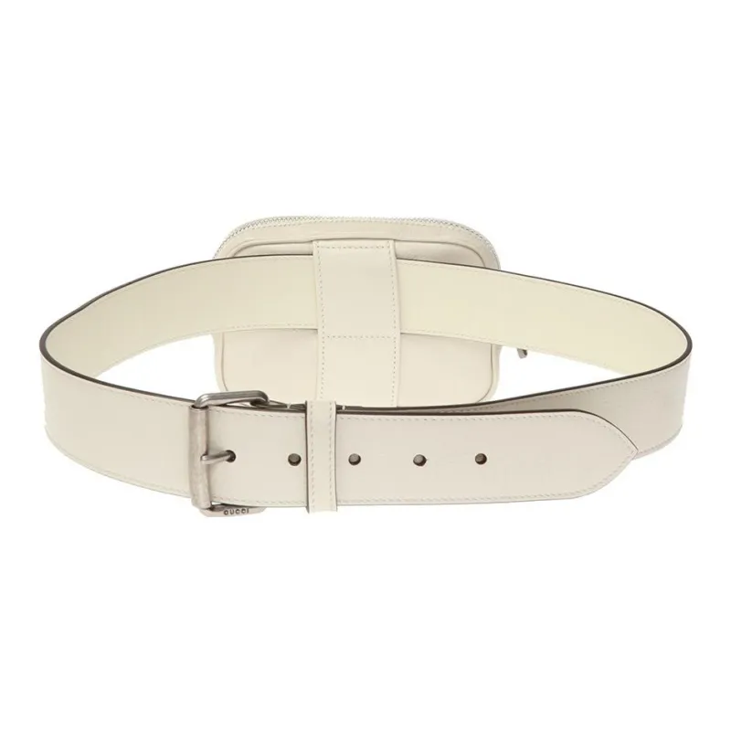 GUCCI Calfskin One Shoulder Crossbody Bag Sling Bag Fanny Pack Mini Unisex White-2
