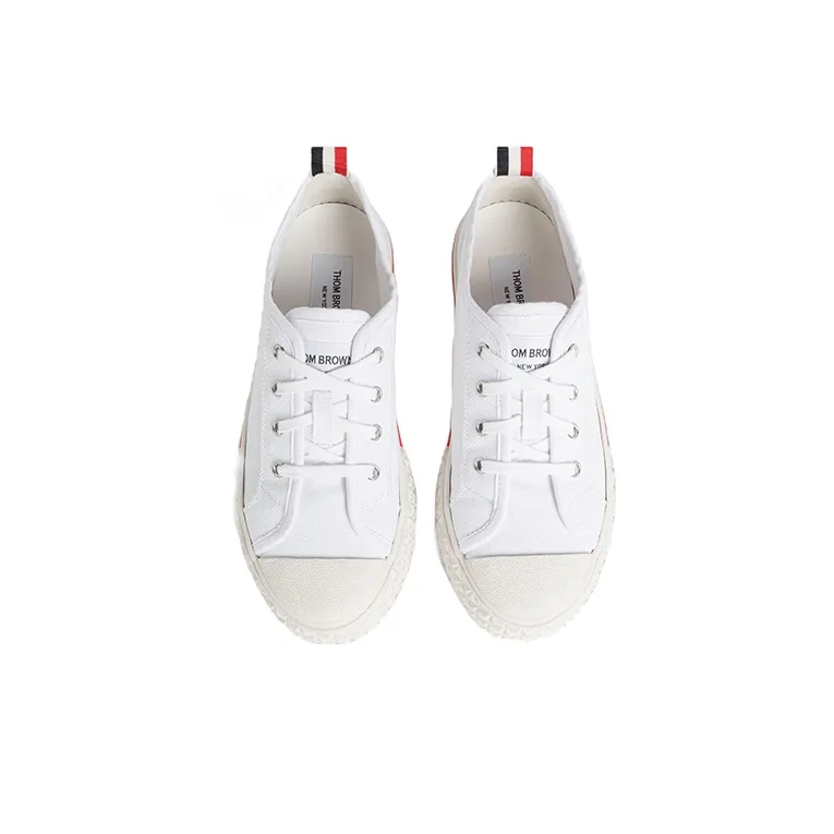 THOM BROWNE Stripe Trimmed Low Top Sneakers-2