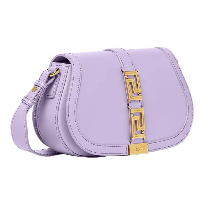 VERSACE Greca Goddess Cow Leather Saddle Bag Portable Crossbody Bag Shoulder Bag Women's Purple-2