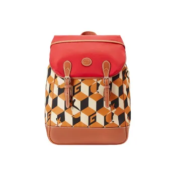 GUCCI Recycled Nylon Backpack Men's Brown/Red