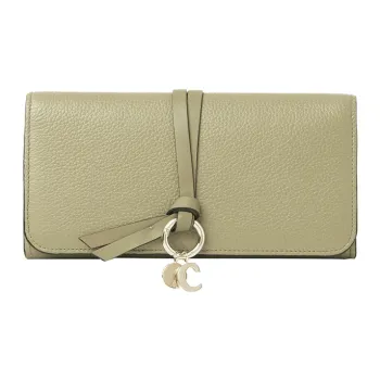 Chloe Alphabet Grained Calfskin Wallet Women's Light Green