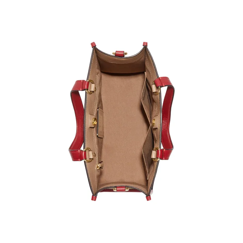 COACH Dempsey Cow Leather Tote Bag, Shopping Bag, Shoulder Bag, Crossbody Bag, Handbag Tubas Women's Khaki & Pink-2