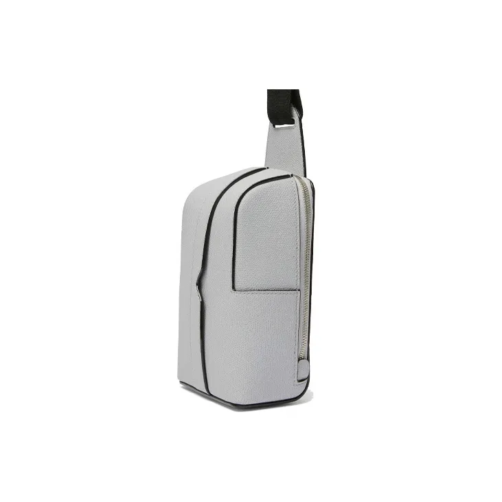 Valextra V Line Calfskin Crossbody Bag, Shoulder Bag Mini Men's Gray-1