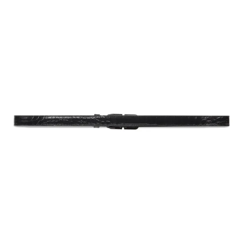 Balenciaga Classic Letter Logo Casual Fashion Smooth Buckle Leather Belts Women's Black Width 1.8cm-1