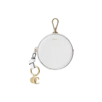 Chloe Alphabet Calfskin Coin Purses Wallets Small Size Women's White