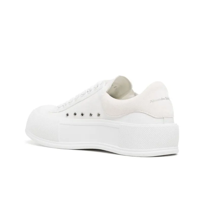 Alexander McQueen Deck Skate Plimsoll Lace Up White Women's-3