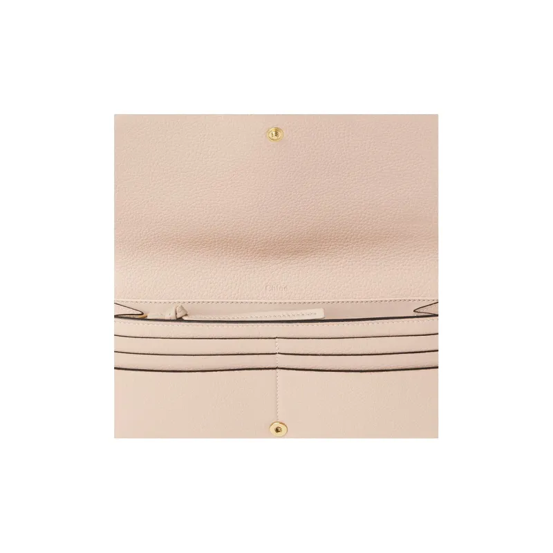 Chloe Alphabet Grained Calfskin Wallet Women's Light Pink-3