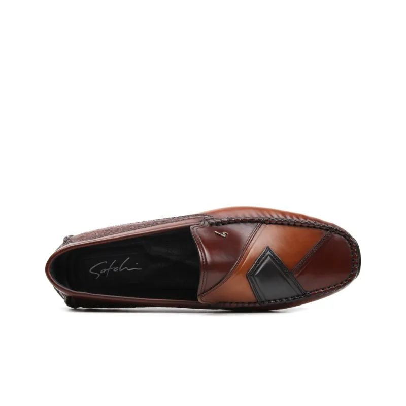 Satchi Dress Shoes Men Low Top Brown-3