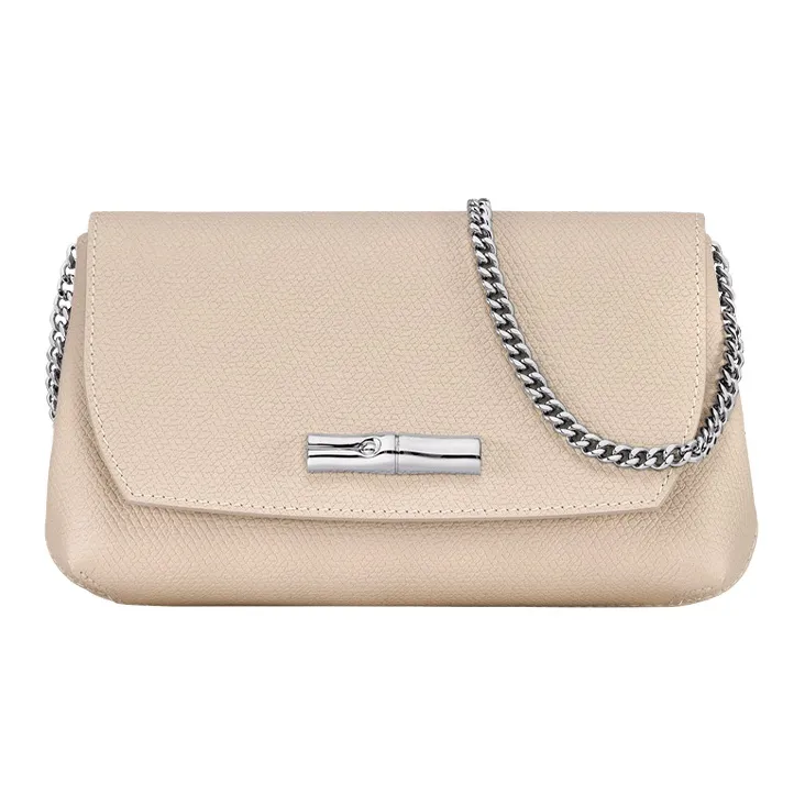 LONGCHAMP Roseau Cow Leather Shoulder Bag Crossbody Bag Women's Beige-0