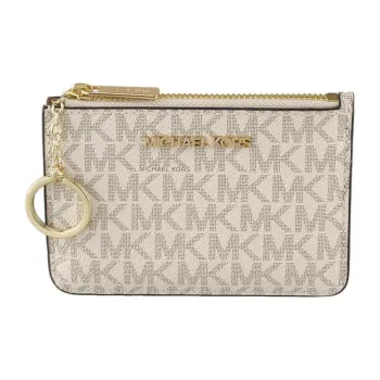 MICHAEL KORS Jet Set Travel Leather Detail Card Holder, Wallet Women's Vanilla White