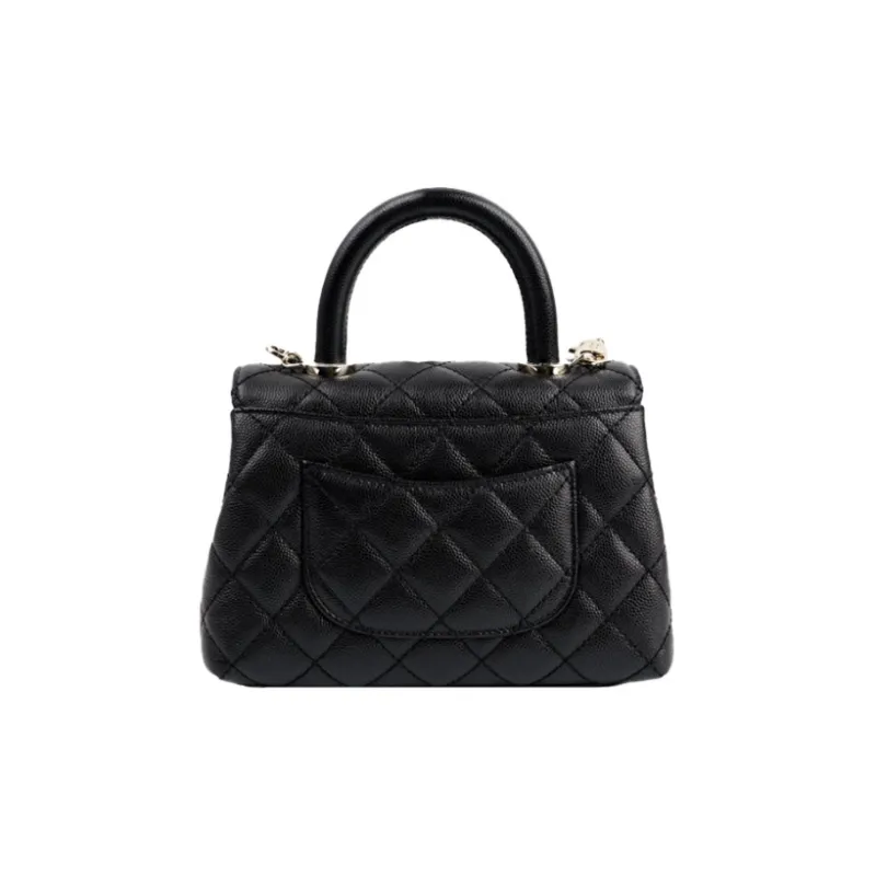 CHANEL Coco Handle Caviar Calfskin Shoulder Bag, Crossbody Bag, Handbag Mini Women's Black-3