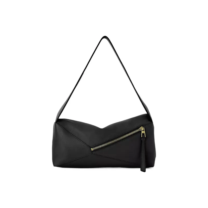 LOEWE Puzzle Hobo Bag In Nappa Calfskin Black-4
