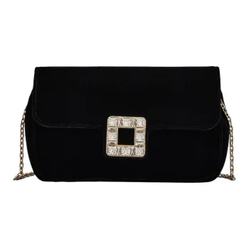 Roger Vivier Velvet One Shoulder Crossbody Clutches Women's Black