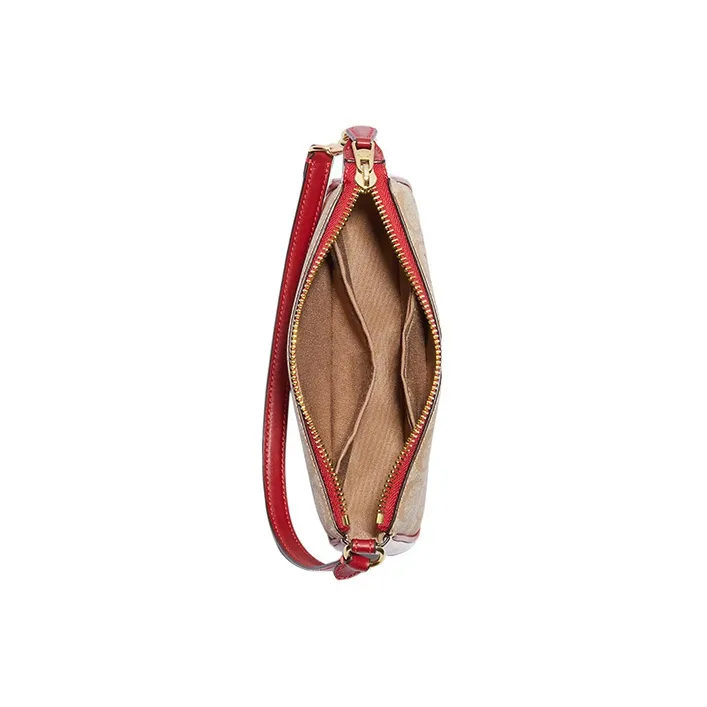 COACH Nolita Canvas With Leather Mahjong Bag Portable Clutch Small Size Women's Khaki & Pink-2
