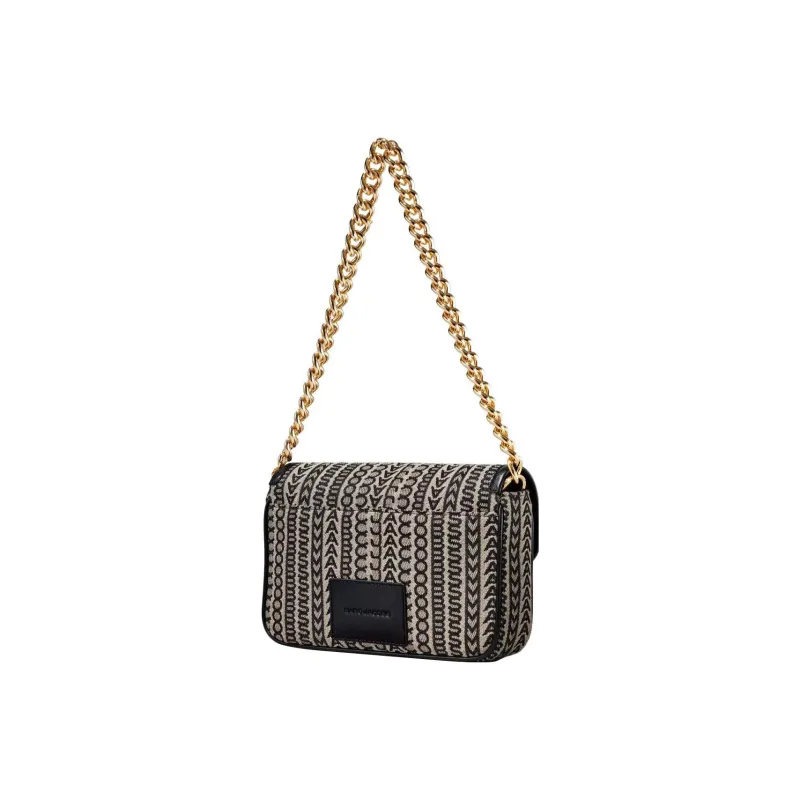MARC JACOBS Monogram Jacquard Fabric With Leather Trim Shoulder Bag, Portable Crossbody Bag Women's Black & Brown-4