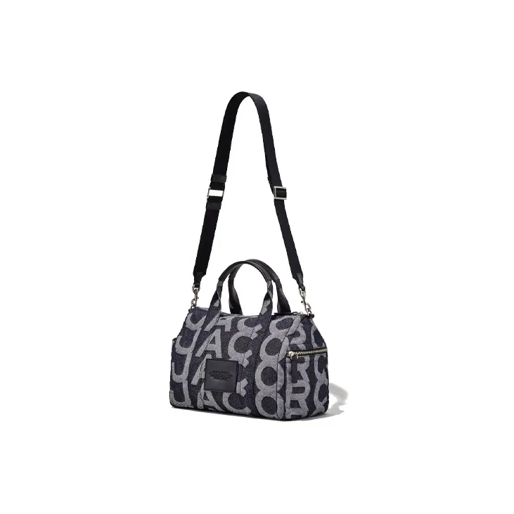 MARC JACOBS Jacquard Fabric With Leather Handbag, Shoulder Bag Tubas Women's Gray-3