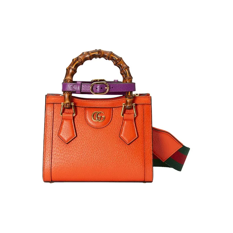 GUCCI Diana Leather Tote Bag Shopping Bag Shoulder Bag Handbag Mini Women's Orange-1