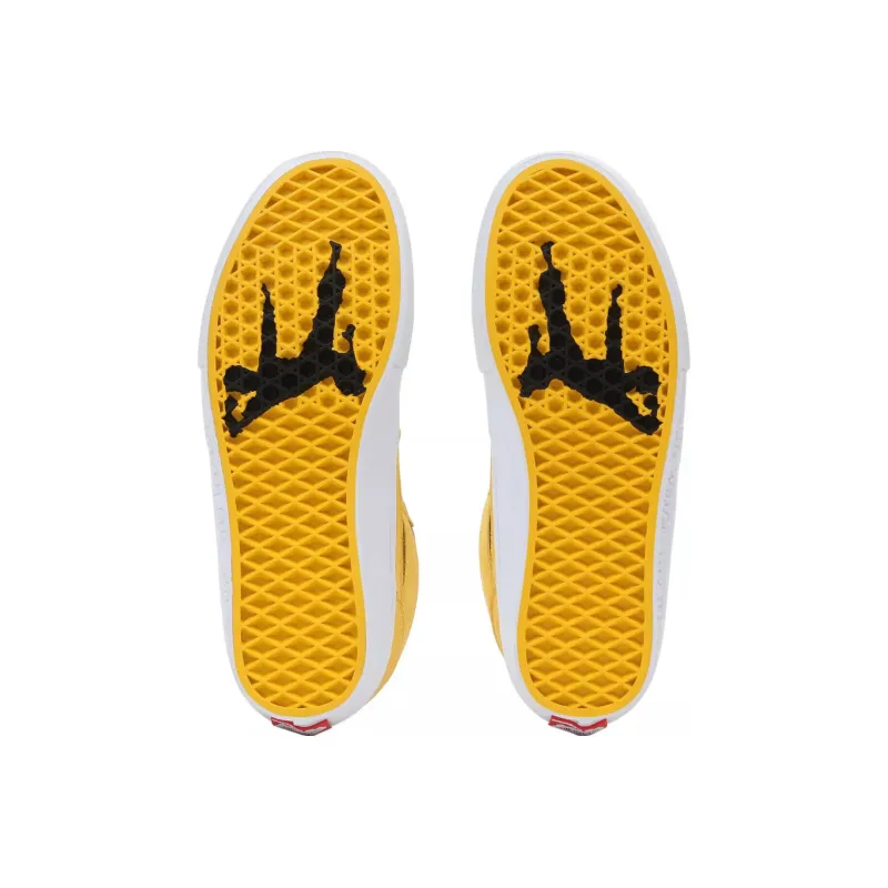 Vans Half Cab '92 Anti Slip Wear Resistant Mid Top Skateboard Shoes Unisex Brown Yellow-3