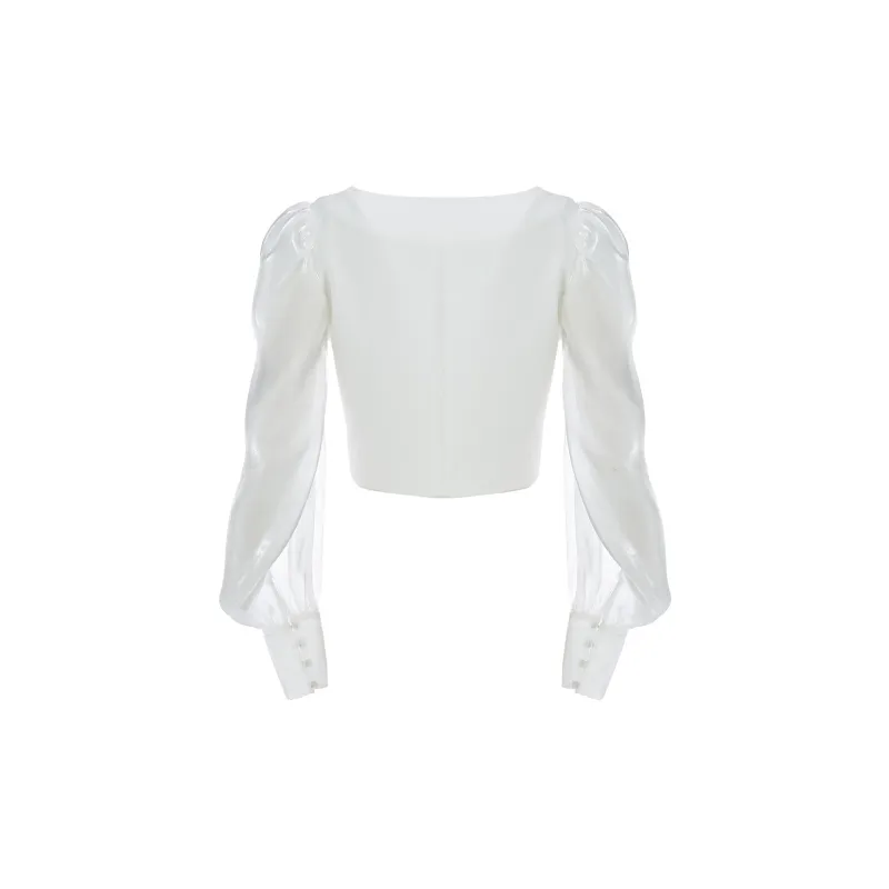 Marie Elie Cropped Coats Women's White-1