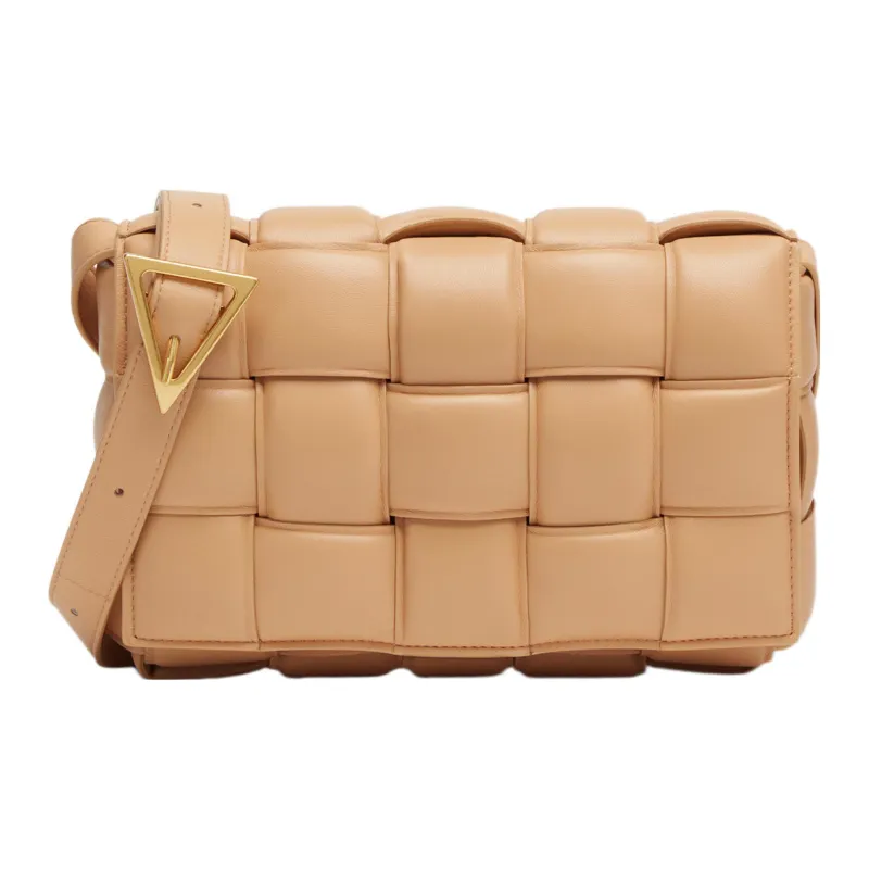 Bottega Veneta Padded Intreccio Cassette Crossbody Bag Almond-0
