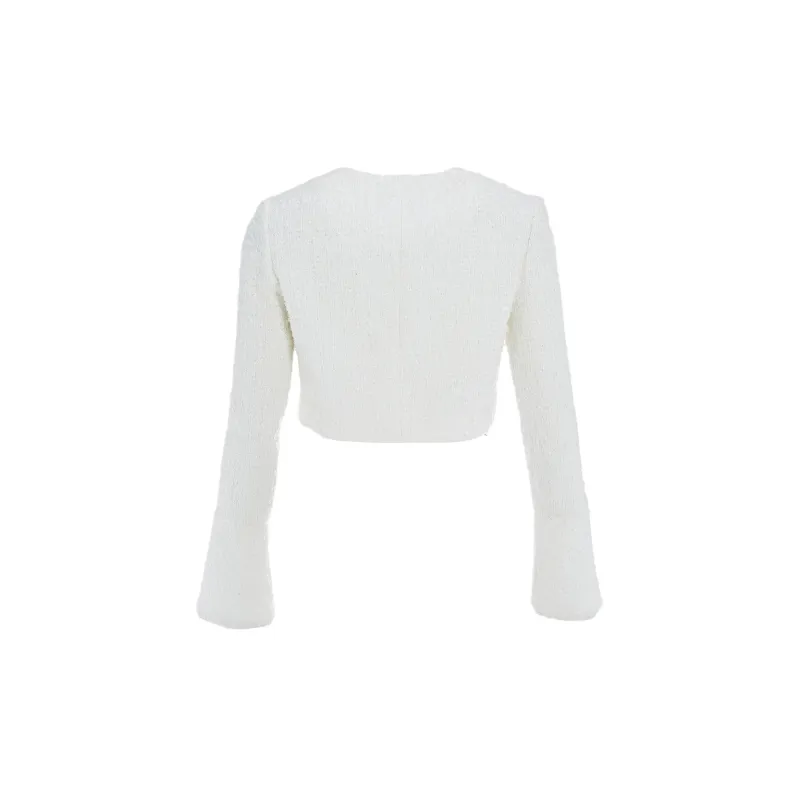 Marie Elie Cropped Coats Women's White-1