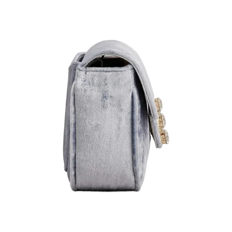 Roger Vivier Velvet One Shoulder Crossbody Clutches Regular Women's Light Blue-3