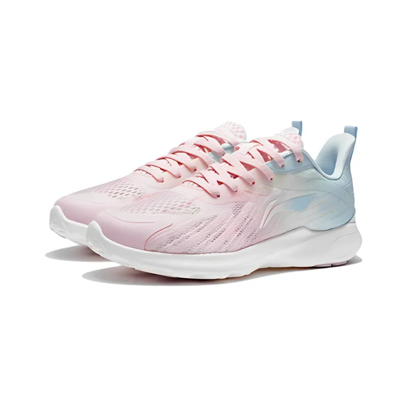 LiNing Slip Resistant Breathable Lightweight Low Top Casual Running Shoes Women's Pink Blue-2