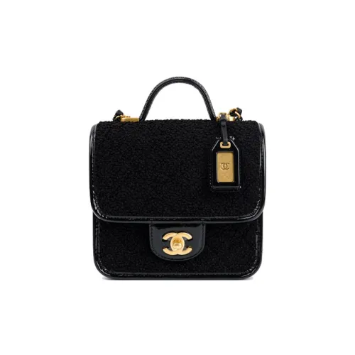 CHANEL Twill Velvet With Gold Metal Lipstick Bag Handbag Shoulder Bag Crossbody Bag Small Size Women's Black