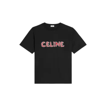 CELINE Rhinestone Loose T shirt In Cotton Jersey