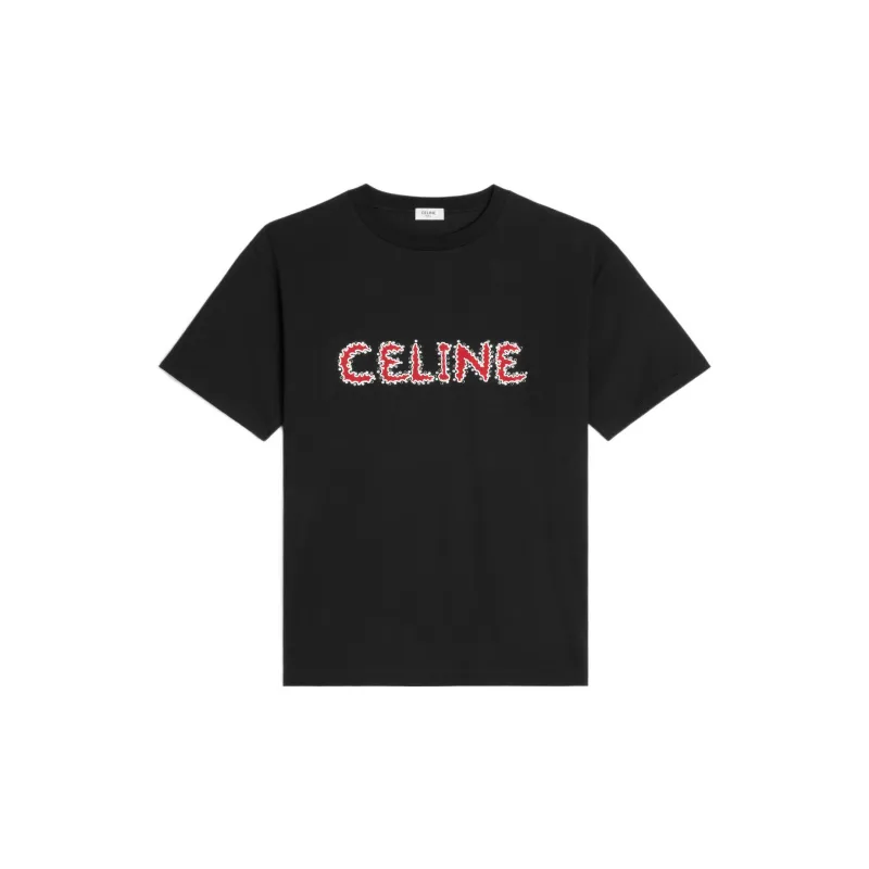 CELINE Rhinestone Loose T shirt In Cotton Jersey-0