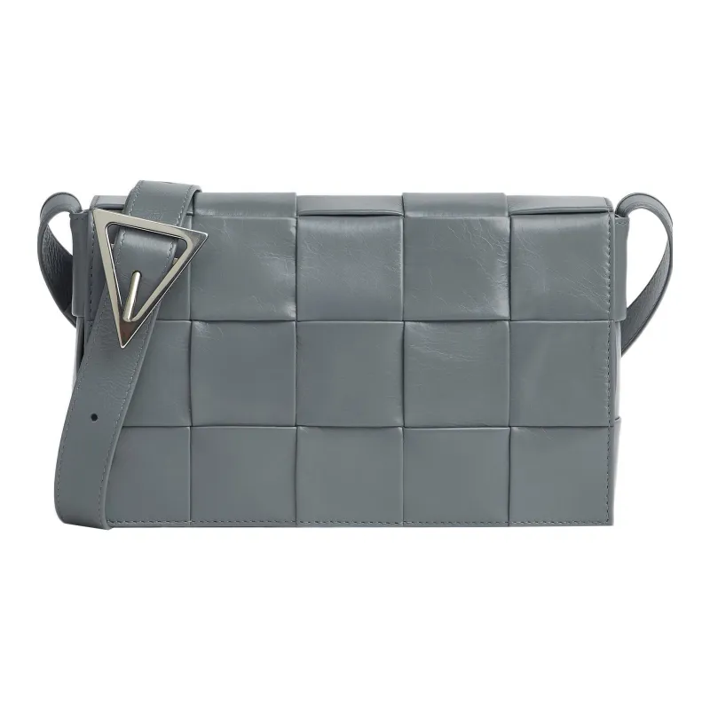 Bottega Veneta CASSETTE Cow Leather Tofu Bag, Shoulder Bag, Crossbody Bag Medium Size Men's Gray-0