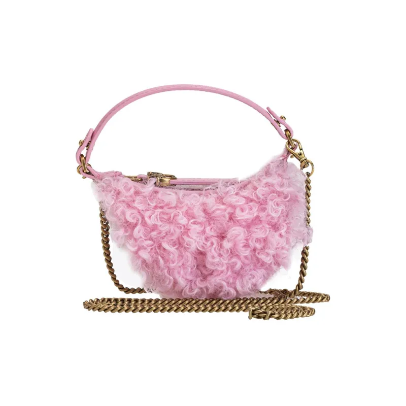 PINKO Cow Leather Detail Portable Crossbody Bag Shoulder Bag Women's Pink-0