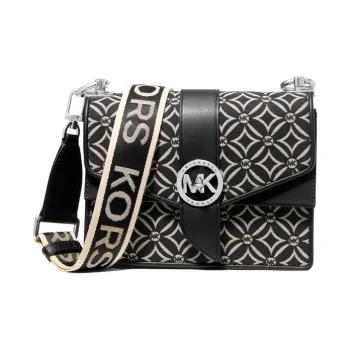 MICHAEL KORS Greenwich Fabric Envelope Bag Crossbody Bags Small Size Women's Black & White