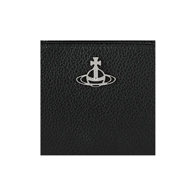 Vivienne Westwood Grain Texture Leather Wallet Medium Size Women's Black-4