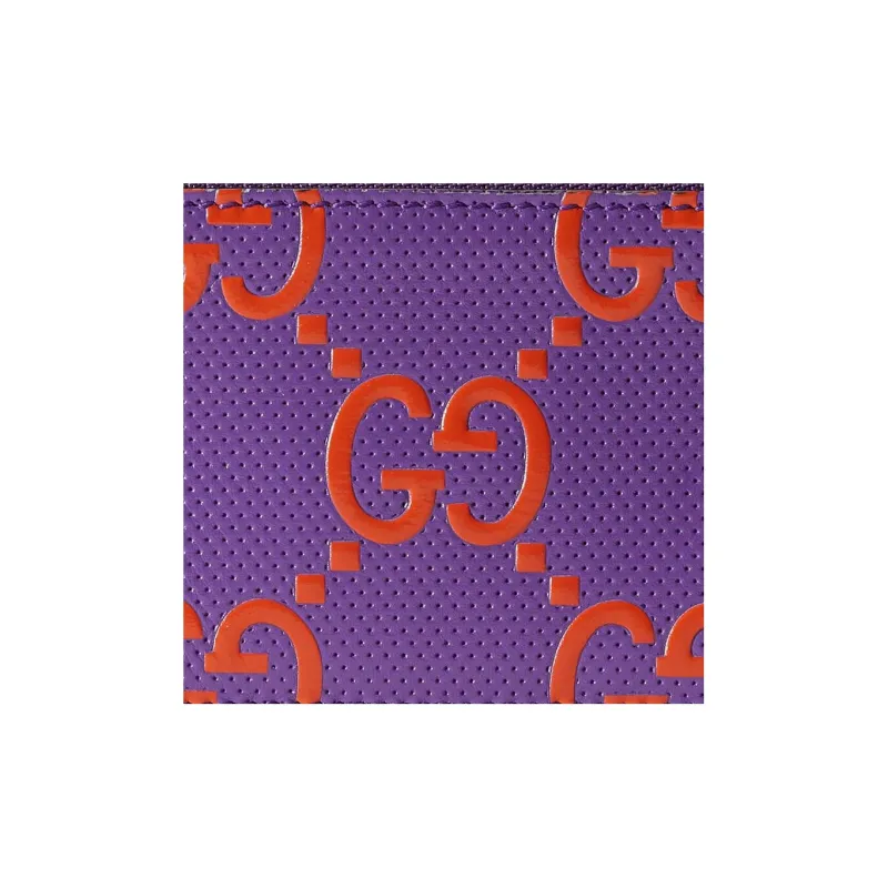 GUCCI Leather Card Holder Card Holder Women's Purple-4