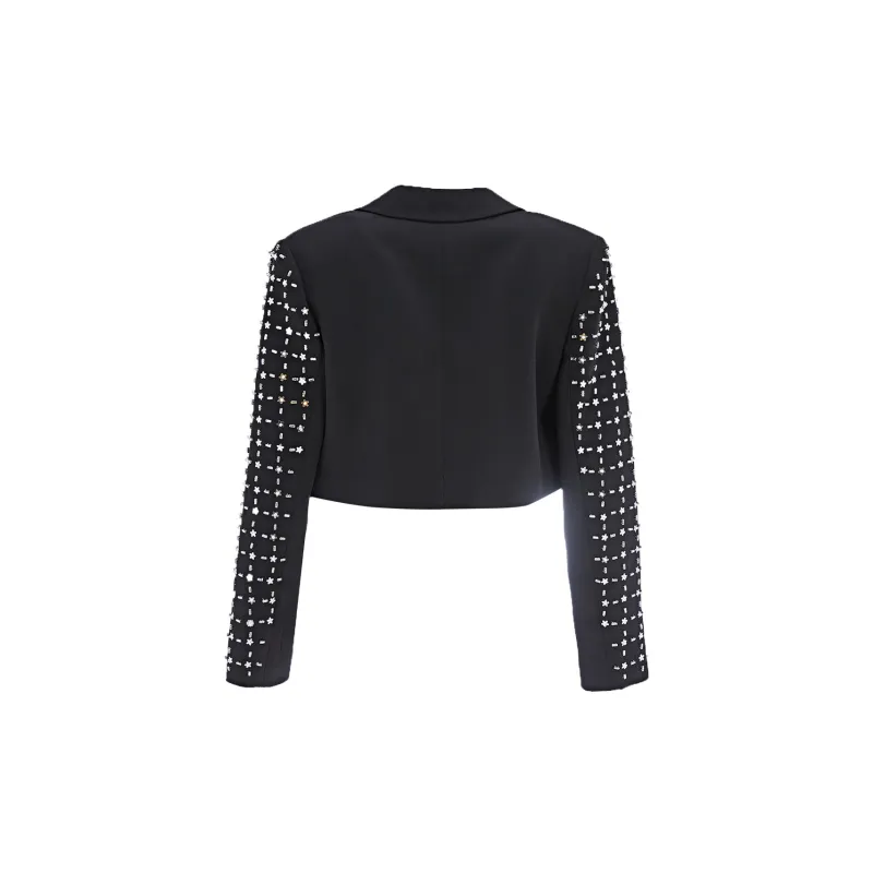 Marie Elie Cropped Coats Women's Black-1