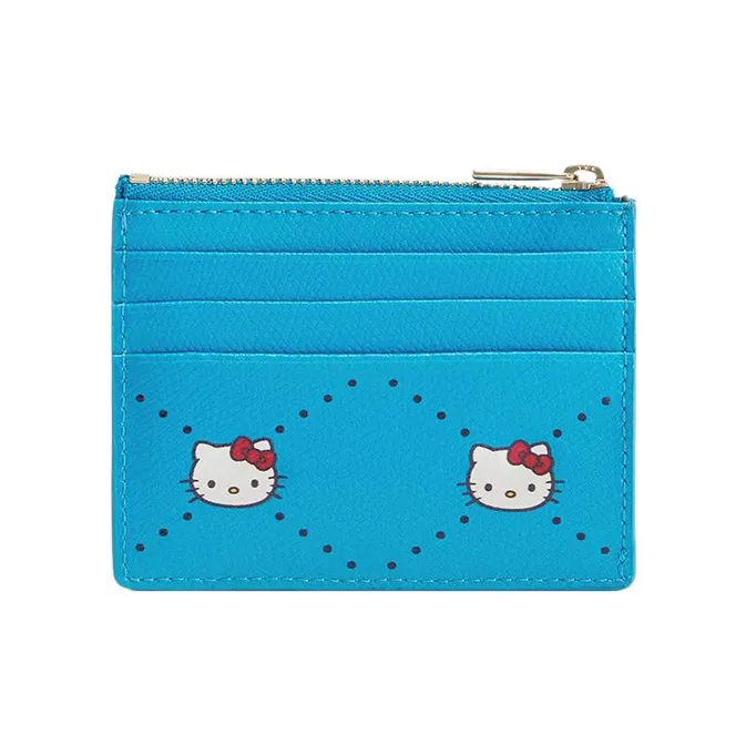 Furla Hello Kitty Collaboration 1927 Collection Leather Card Holder Small Size Women's Blue-1